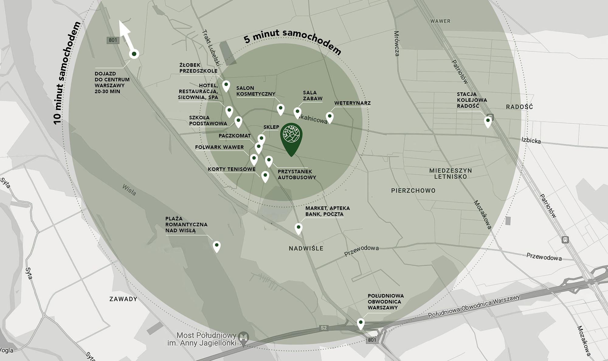 Mapa wawer Borowiecka Park